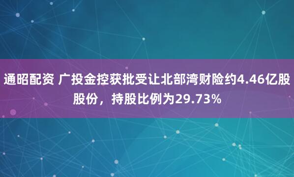 通昭配资 广投金控获批受让北部湾财险约4.46亿股股份，持股比例为29.73%