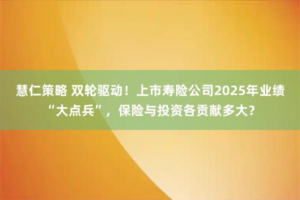 慧仁策略 双轮驱动！上市寿险公司2025年业绩“大点兵”，保险与投资各贡献多大？