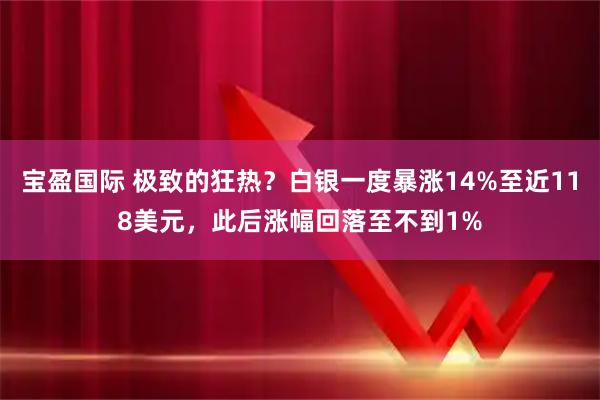 宝盈国际 极致的狂热？白银一度暴涨14%至近118美元，此后涨幅回落至不到1%